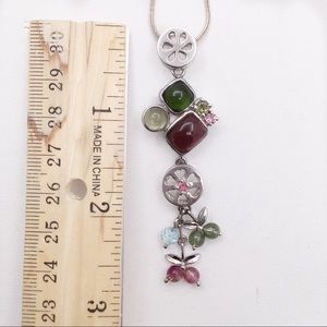 Modern Cabachon pink green tourmaline pendant